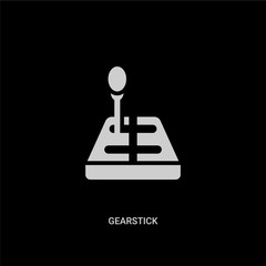 white gearstick vector icon on black background. modern flat gearstick from transportation concept vector sign symbol can be use for web, mobile and logo.