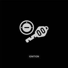 white ignition vector icon on black background. modern flat ignition from transportation concept vector sign symbol can be use for web, mobile and logo.