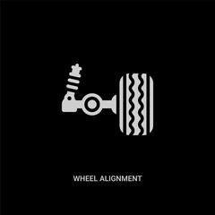 white wheel alignment vector icon on black background. modern flat wheel alignment from transportation concept vector sign symbol can be use for web, mobile and logo.