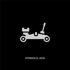 white hydraulic jack vector icon on black background. modern flat hydraulic jack from transportation concept vector sign symbol can be use for web, mobile and logo.