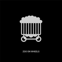 white zoo on wheels vector icon on black background. modern flat zoo on wheels from transport concept vector sign symbol can be use for web, mobile and logo.