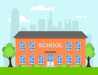 vector cartoon illustration of school building