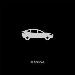 white black car vector icon on black background. modern flat black car from transport concept vector sign symbol can be use for web, mobile and logo.