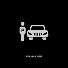 white parking men vector icon on black background. modern flat parking men from transport concept vector sign symbol can be use for web, mobile and logo.