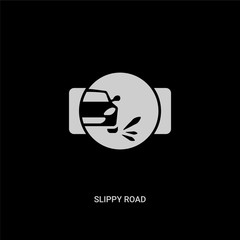 white slippy road vector icon on black background. modern flat slippy road from transport concept vector sign symbol can be use for web, mobile and logo.