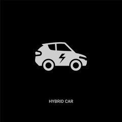 white hybrid car vector icon on black background. modern flat hybrid car from transport concept vector sign symbol can be use for web, mobile and logo.