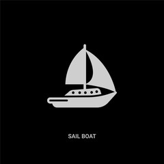 white sail boat vector icon on black background. modern flat sail boat from transport concept vector sign symbol can be use for web, mobile and logo.