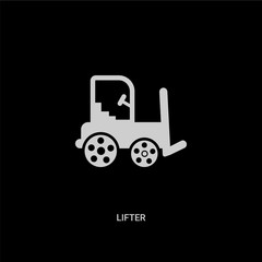 white lifter vector icon on black background. modern flat lifter from transport concept vector sign symbol can be use for web, mobile and logo.
