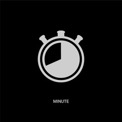 Fototapeta premium white minute vector icon on black background. modern flat minute from tools and utensils concept vector sign symbol can be use for web, mobile and logo.