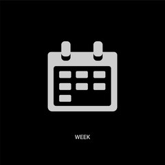 white week vector icon on black background. modern flat week from time and date concept vector sign symbol can be use for web, mobile and logo.