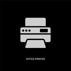 white office printer vector icon on black background. modern flat office printer from technology concept vector sign symbol can be use for web, mobile and logo.
