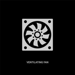 white ventilating fan vector icon on black background. modern flat ventilating fan from technology concept vector sign symbol can be use for web, mobile and logo.