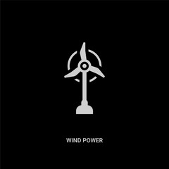 white wind power vector icon on black background. modern flat wind power from technology concept vector sign symbol can be use for web, mobile and logo.