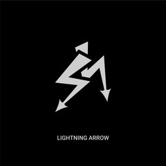 white lightning arrow vector icon on black background. modern flat lightning arrow from technology concept vector sign symbol can be use for web, mobile and logo.