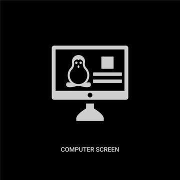 white computer screen linux vector icon on black background. modern flat computer screen linux from technology concept vector sign symbol can be use for web, mobile and logo.