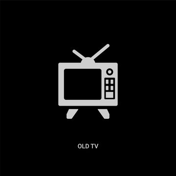 white old tv vector icon on black background. modern flat old tv from technology concept vector sign symbol can be use for web, mobile and logo.