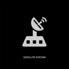 white satellite station vector icon on black background. modern flat satellite station from technology concept vector sign symbol can be use for web, mobile and logo.