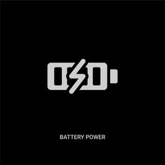 white battery power vector icon on black background. modern flat battery power from technology concept vector sign symbol can be use for web, mobile and logo.