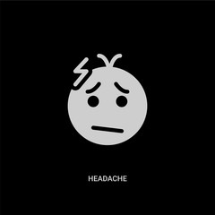 white headache vector icon on black background. modern flat headache from smileys concept vector sign symbol can be use for web, mobile and logo.