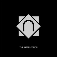 white the intersection of vector icon on black background. modern flat the intersection of from signs concept vector sign symbol can be use for web, mobile and logo.
