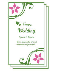 Vintage frame, design element flower frame, invitation card happy wedding. Vector