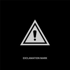 white exclamation mark vector icon on black background. modern flat exclamation mark from signs concept vector sign symbol can be use for web, mobile and logo.