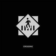 white crossing vector icon on black background. modern flat crossing from signs concept vector sign symbol can be use for web, mobile and logo.