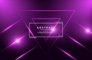 Dark purple Realistic abstract Geometric background. Neon light effect vector. Modern futuristic design template