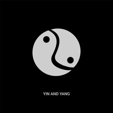 white yin and yang vector icon on black background. modern flat yin and yang from shapes and symbols concept vector sign symbol can be use for web, mobile logo.