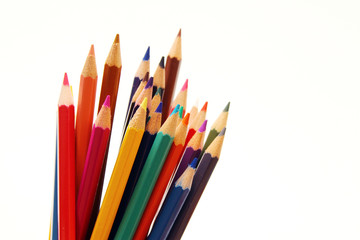Fototapeta premium Colored pencils on white background