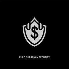 white euro currency security shield vector icon on black background. modern flat euro currency security shield from security concept vector sign symbol can be use for web, mobile and logo.