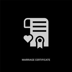 white marriage certificate vector icon on black background. modern flat marriage certificate from security concept vector sign symbol can be use for web, mobile and logo.