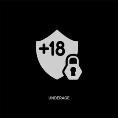 white underage vector icon on black background. modern flat underage from security concept vector sign symbol can be use for web, mobile and logo.