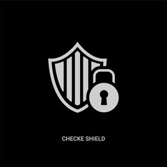 white checke shield vector icon on black background. modern flat checke shield from security concept vector sign symbol can be use for web, mobile and logo.