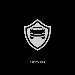 white safety car vector icon on black background. modern flat safety car from security concept vector sign symbol can be use for web, mobile and logo.