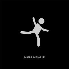 Fototapeta na wymiar white man jumping up vector icon on black background. modern flat man jumping up from people concept vector sign symbol can be use for web, mobile and logo.