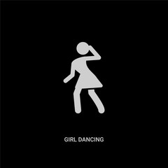Fototapeta na wymiar white girl dancing vector icon on black background. modern flat girl dancing from people concept vector sign symbol can be use for web, mobile and logo.
