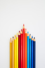 Colorful wooden pencils for drawing on white