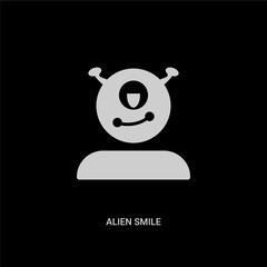 white alien smile vector icon on black background. modern flat alien smile from people concept vector sign symbol can be use for web, mobile and logo.