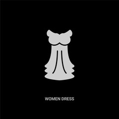 white women dress vector icon on black background. modern flat women dress from people concept vector sign symbol can be use for web, mobile and logo.