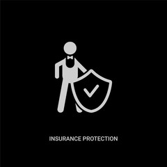 white insurance protection vector icon on black background. modern flat insurance protection from people concept vector sign symbol can be use for web, mobile and logo.