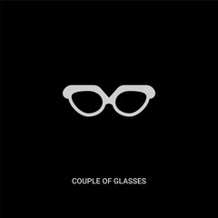 white couple of glasses vector icon on black background. modern flat couple of glasses from people concept vector sign symbol can be use for web, mobile and logo.