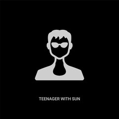 white teenager with sun glasses vector icon on black background. modern flat teenager with sun glasses from people concept vector sign symbol can be use for web, mobile and logo.
