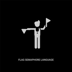 white flag semaphore language vector icon on black background. modern flat flag semaphore language from people concept vector sign symbol can be use for web, mobile and logo.