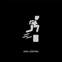 white man jumping vector icon on black background. modern flat man jumping from people concept vector sign symbol can be use for web, mobile and logo.