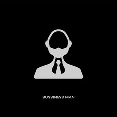 white bussiness man vector icon on black background. modern flat bussiness man from people concept vector sign symbol can be use for web, mobile and logo.