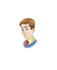 boy character portrait isolated from white background