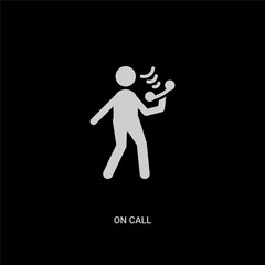 white on call vector icon on black background. modern flat on call from people concept vector sign symbol can be use for web, mobile and logo.
