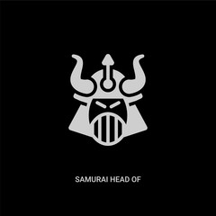 white samurai head of japan vector icon on black background. modern flat samurai head of japan from other concept vector sign symbol can be use for web, mobile and logo.