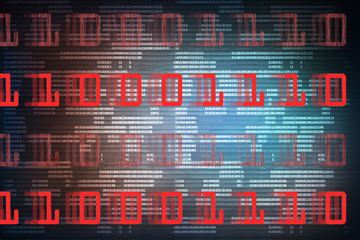 2d illustration abstract digital binary data on computer screen